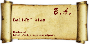Balló Alma névjegykártya